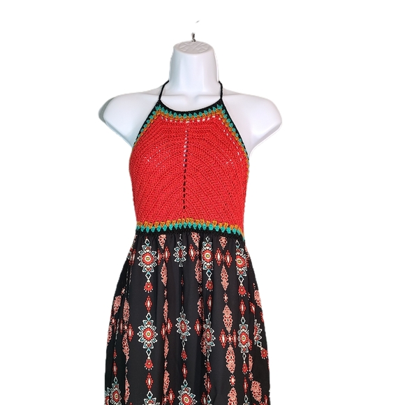 Boho Crochet Halter Maxi Skirt - M - Picture 6 of 7